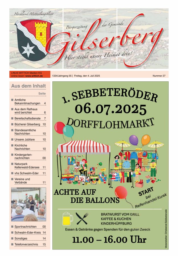 Hochland Mitteilungsblatt Gilserberg Titelblatt 27/2025