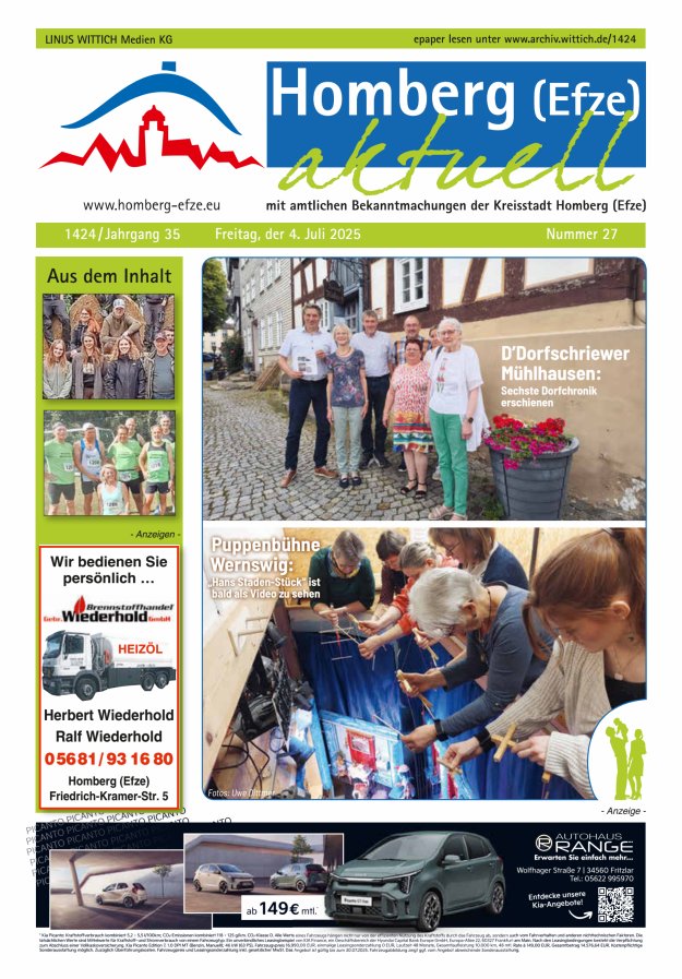 Homberg Efze aktuell Titelblatt 27/2025