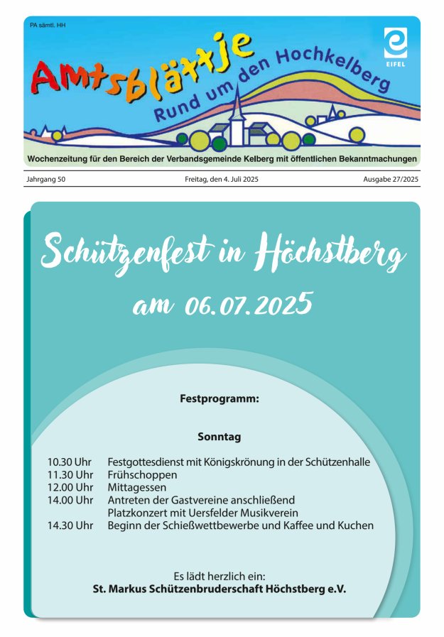 Amtsblättje - Rund um den Hochkelberg Titelblatt 27/2025