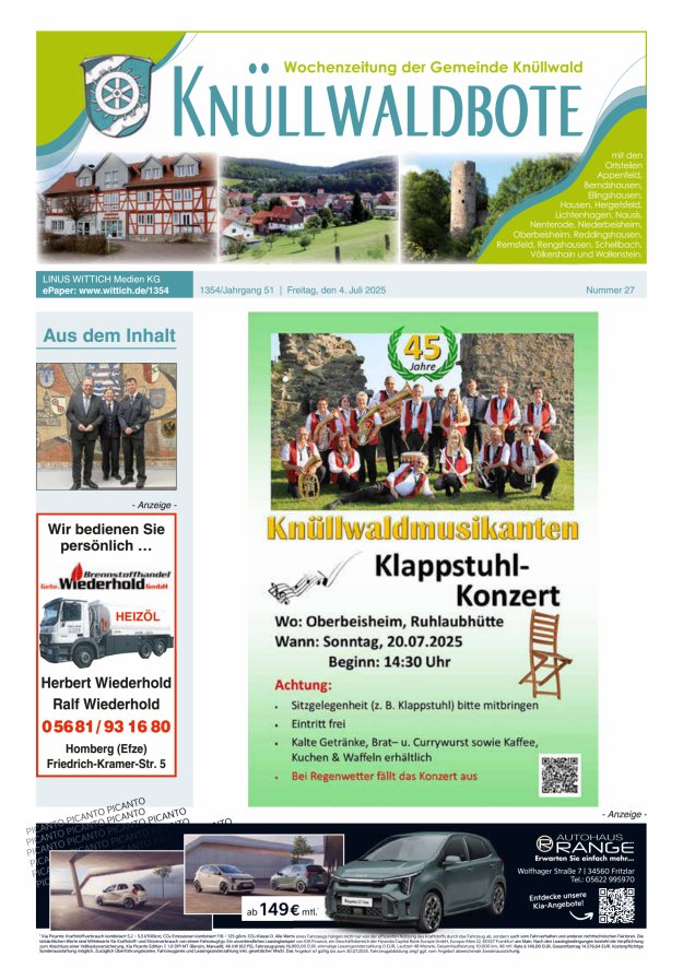 Knüllwaldbote Titelblatt 27/2025