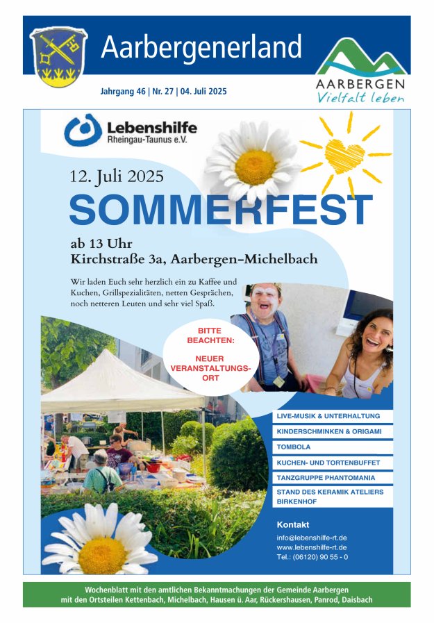 Aarbergenerland - Wochenblatt mit den amtlichen Bekanntmachungen Titelblatt 27/2025