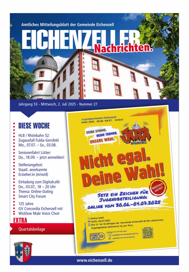 Amtliches Mitteilungsblatt der Gemeinde Eichenzell Titelblatt 27/2025