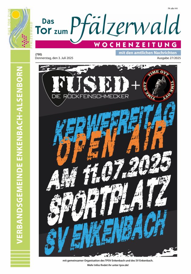 Das Tor zum Pfälzer Wald - VG Enkenbach-Alsenborn Titelblatt 27/2025