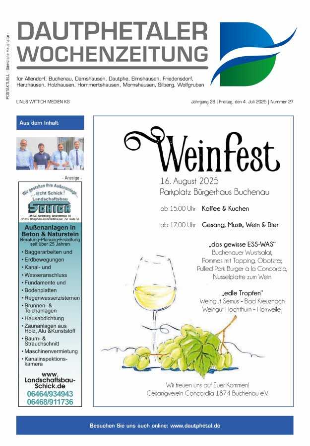 Dautphetaler Wochenzeitung Titelblatt 27/2025