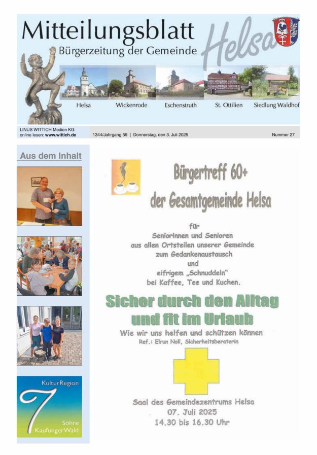 Mitteilungsblatt Helsa Titelblatt 27/2025