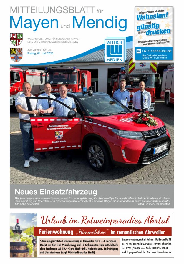 Mitteilungsblatt für Mayen und Mendig Titelblatt 27/2025