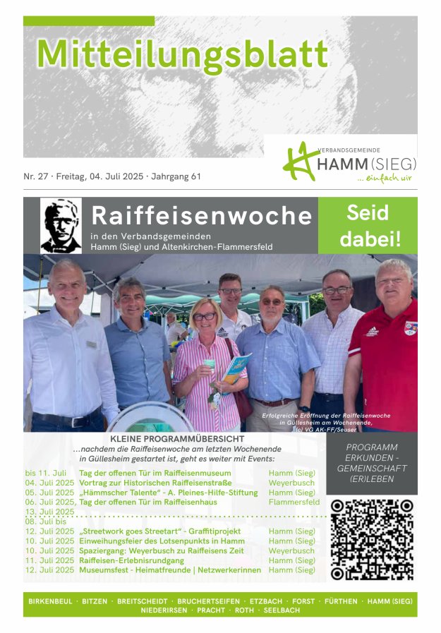 Mitteilungsblatt Hamm (Sieg) Titelblatt 27/2025