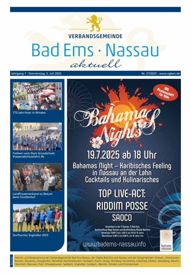 Bad Ems-Nassau aktuell Ausgabe Bad Ems Titelblatt 27/2025