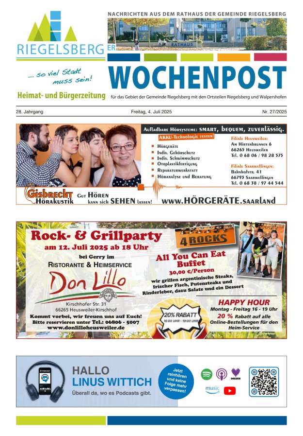 Riegelsberger Wochenpost Titelblatt 27/2025