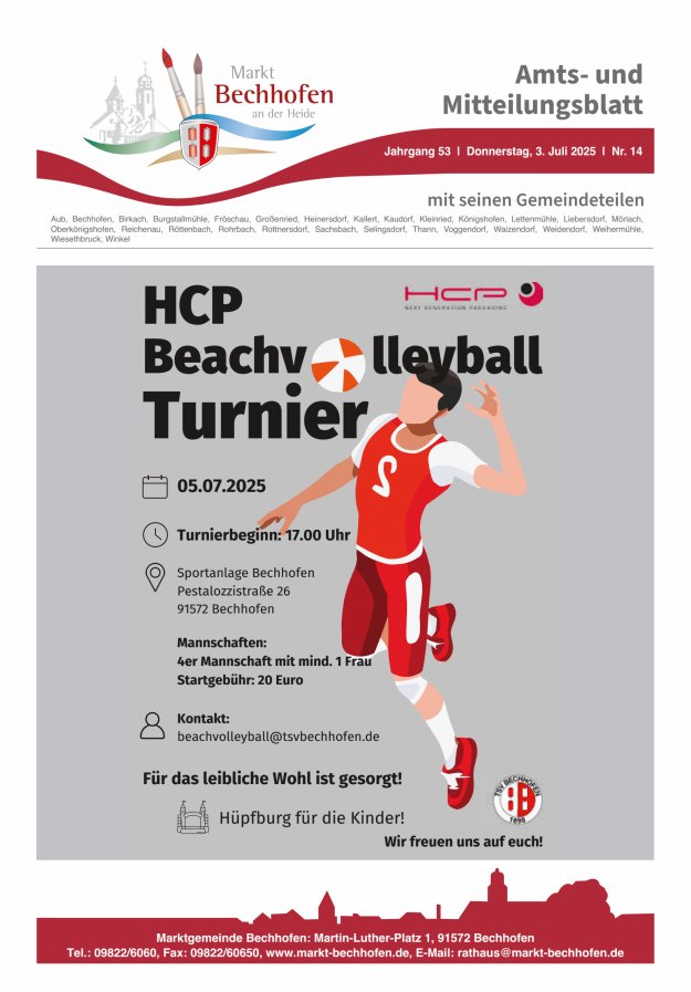 Amts- und Mitteilungsblatt für den Markt Bechhofen Titelblatt 14/2025