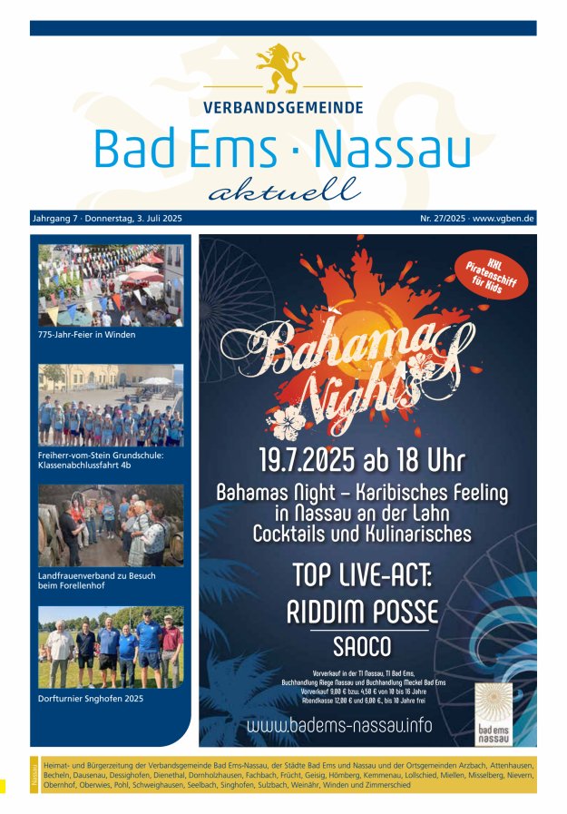 Bad Ems-Nassau aktuell Ausgabe Nassau Titelblatt 27/2025