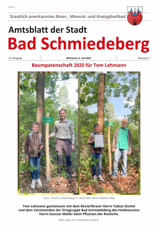 Amtsblatt der Stadt Bad Schmiedeberg Titelblatt 07/2025