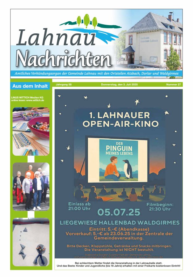 Lahnau Nachrichten Titelblatt 27/2025