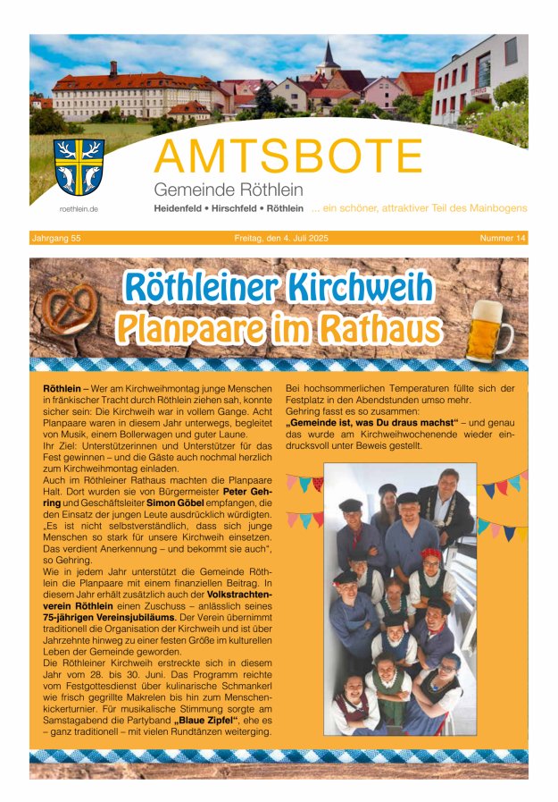 Amtsbote der Großgemeinde Röthlein Titelblatt 14/2025