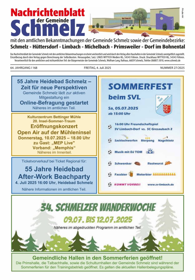 Nachrichtenblatt Schmelz Titelblatt 27/2025