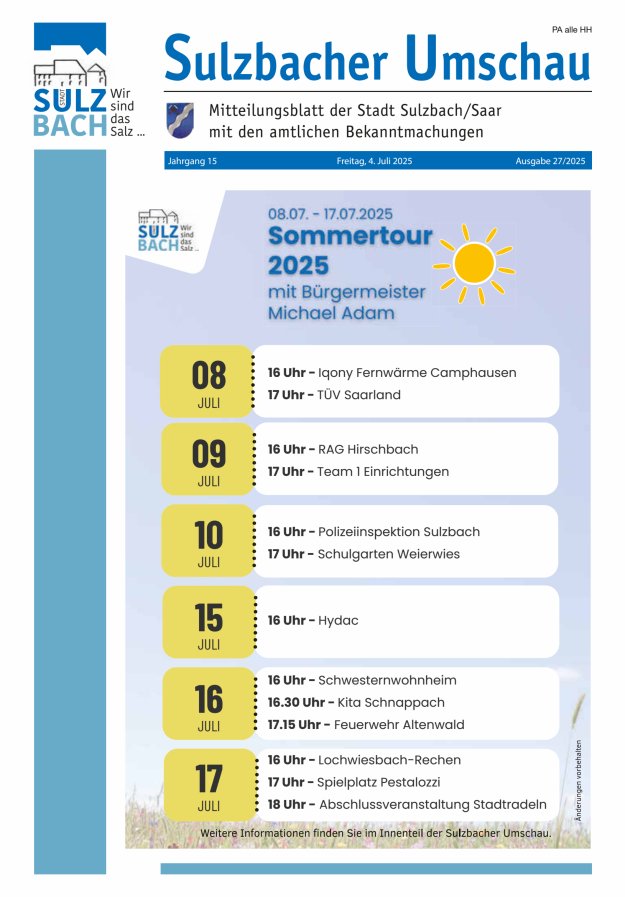 Sulzbacher Umschau Titelblatt 27/2025