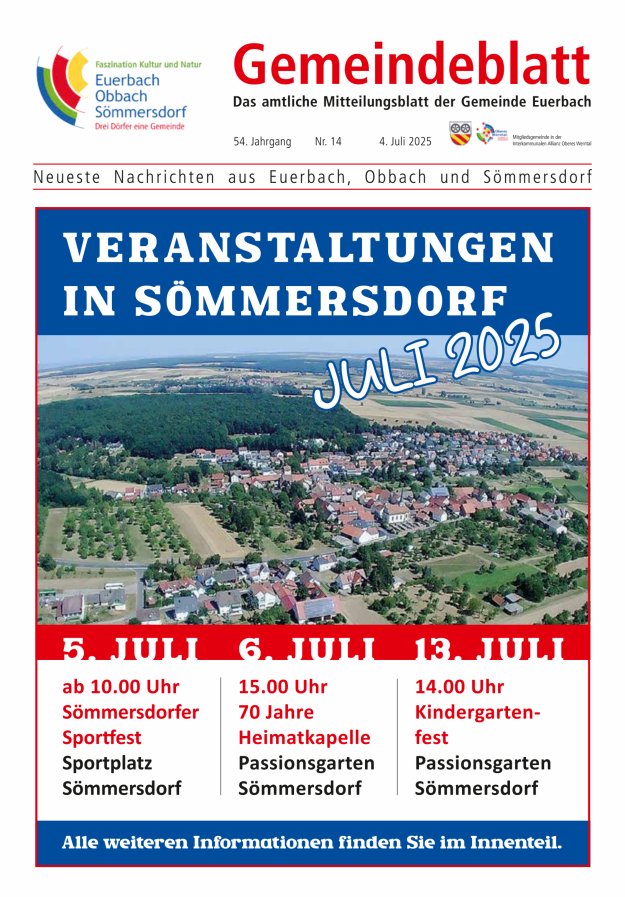 Gemeindeblatt der Gemeinde Euerbach Titelblatt 14/2025