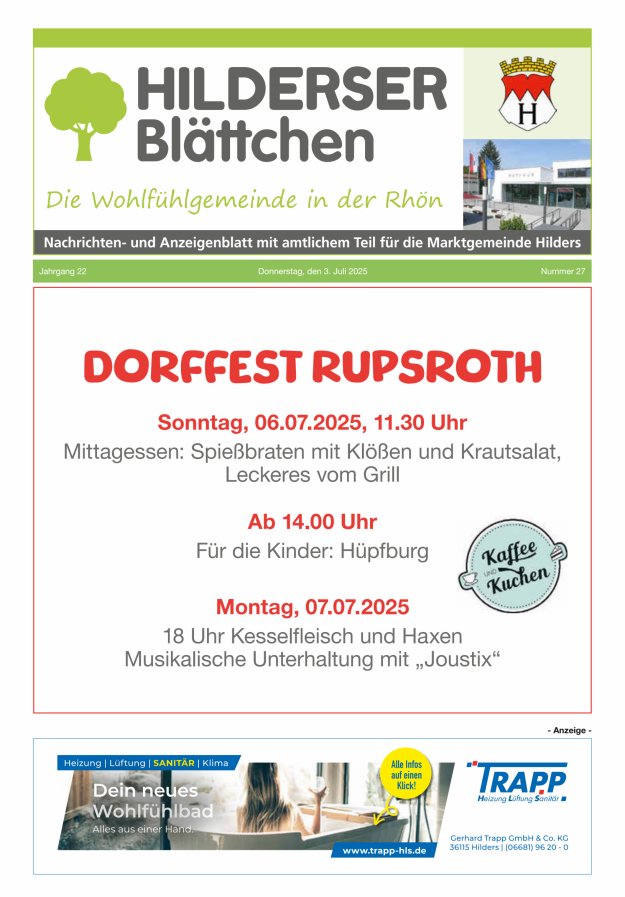 Hilderser Blättchen Titelblatt 27/2025