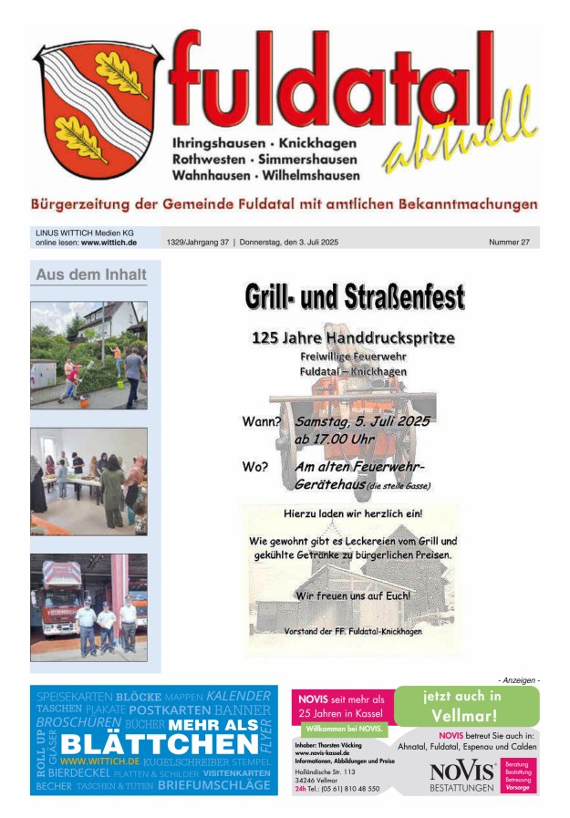 Fuldatal aktuell Titelblatt 27/2025