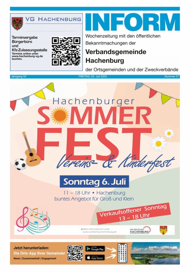 INFORM - Wochenzeitung der Verbandsgemeinde Hachenburg Titelblatt 27/2025