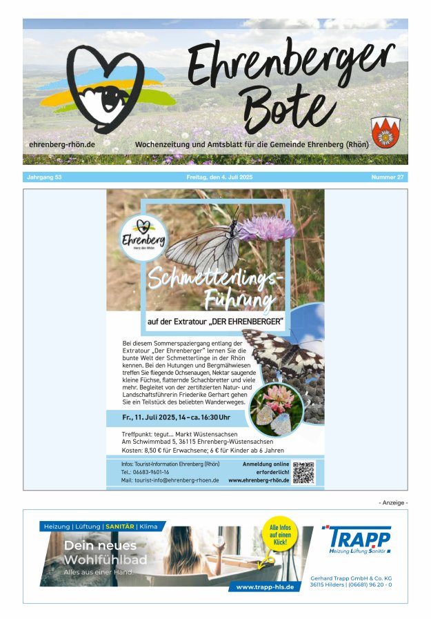 Ehrenberger Bote Titelblatt 27/2025