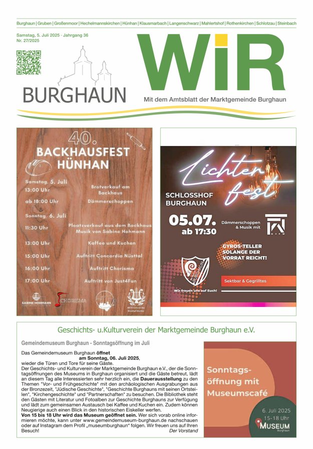 WIR - mit Amtsblatt der Marktgemeinde Burghaun Titelblatt 27/2025