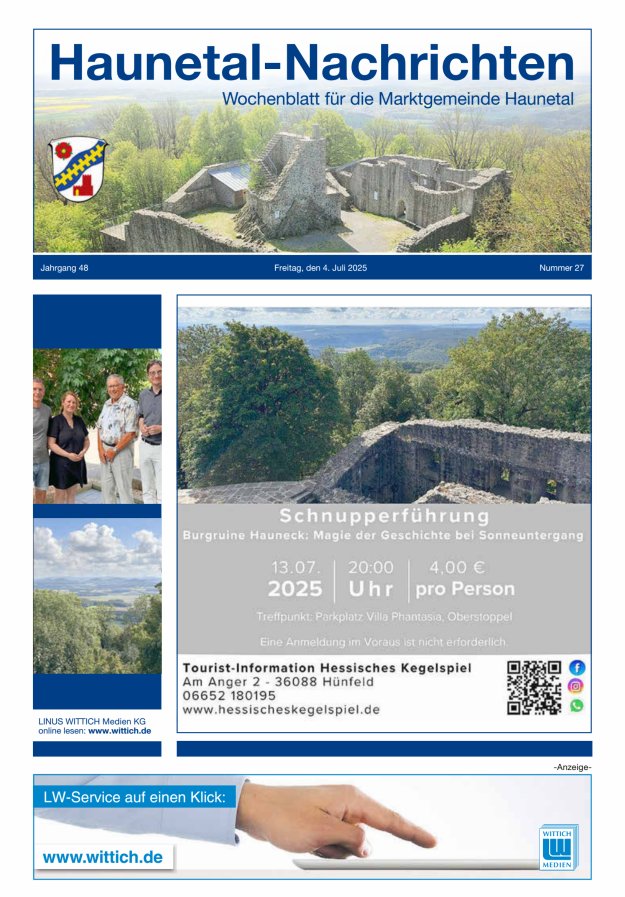 Haunetal-Nachrichten Titelblatt 27/2025