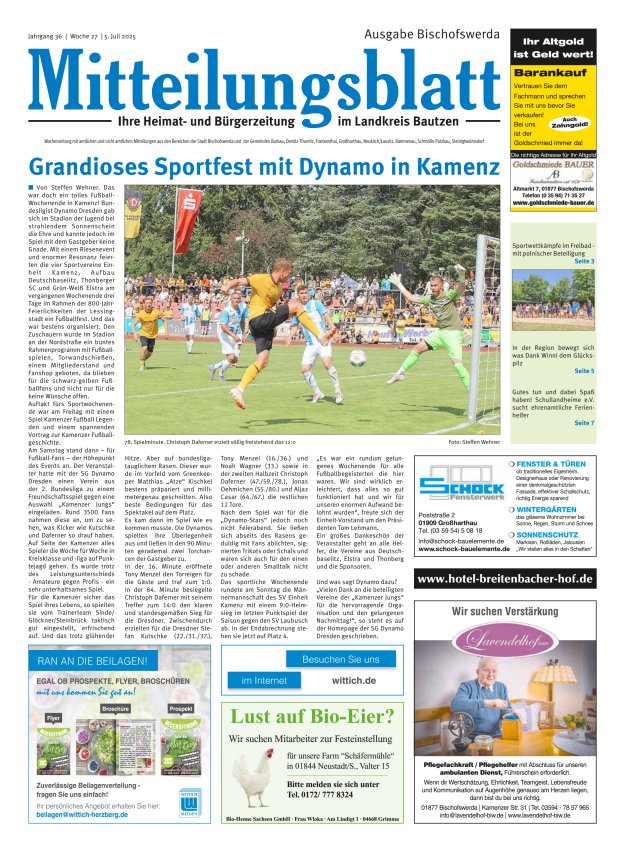 Mitteilungsblatt LK Bautzen Ausgabe Bischofswerda Titelblatt 26/2025