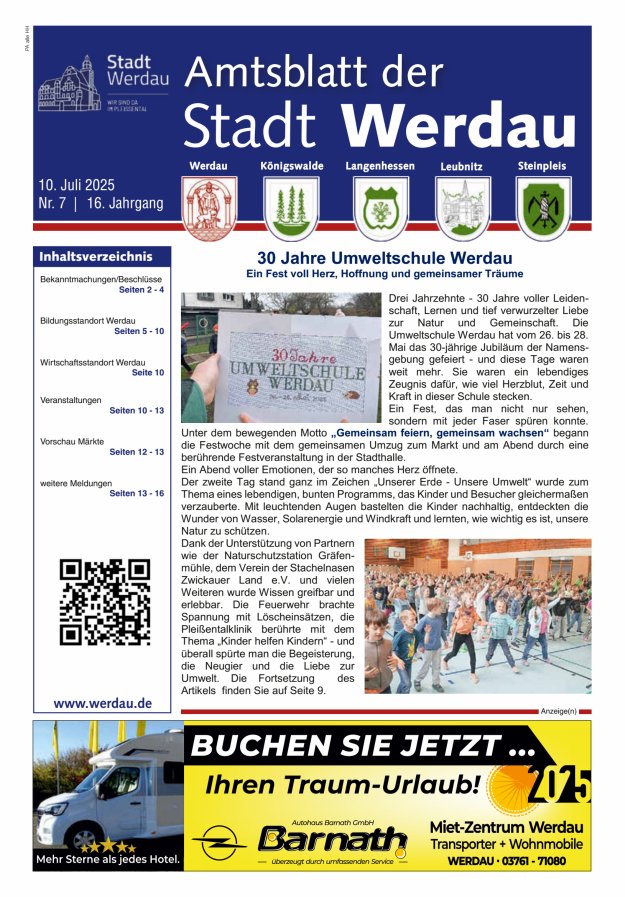 Amtsblatt der Stadt Werdau Titelblatt 07/2025