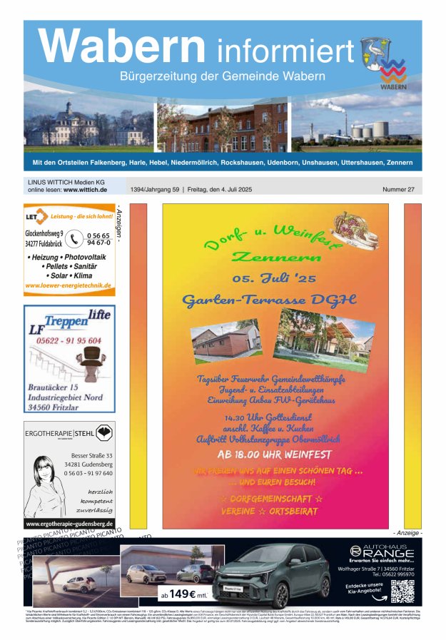 Wabern informiert Titelblatt 27/2025