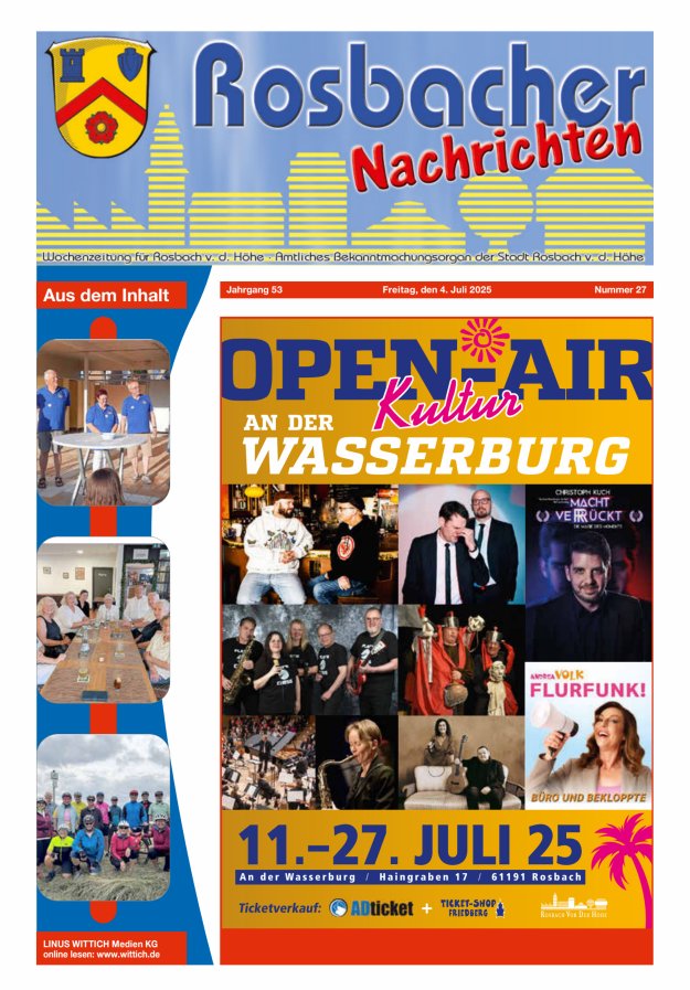 Rosbacher Nachrichten Titelblatt 27/2025