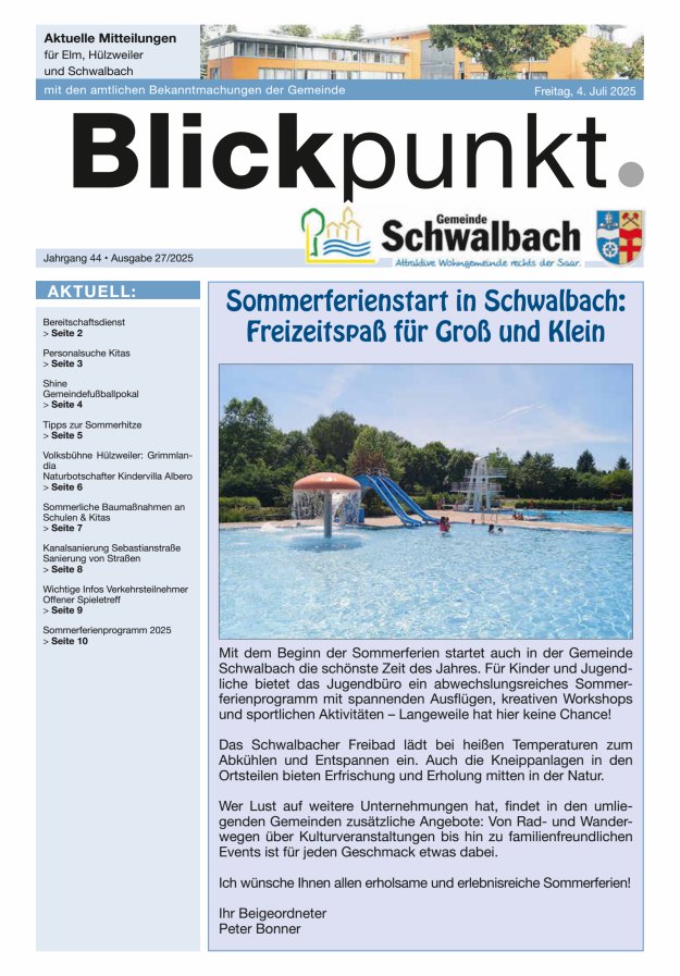 Blickpunkt Schwalbach Titelblatt 27/2025