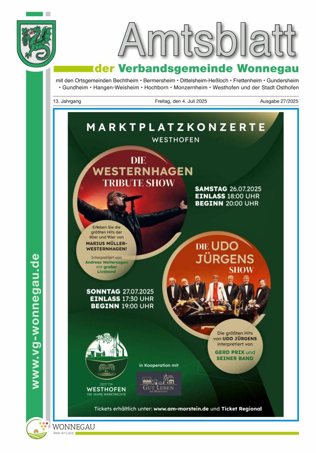 Amtsblatt VG Wonnegau Titelblatt 27/2025