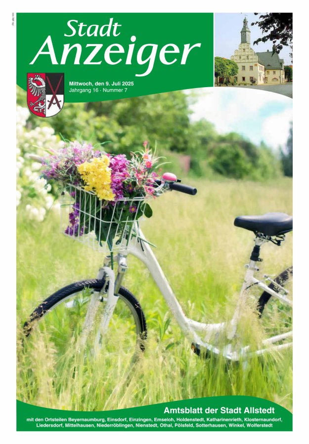 Stadtanzeiger Amtsblatt der Stadt Allstedt mit den Ortsteilen Titelblatt 07/2025