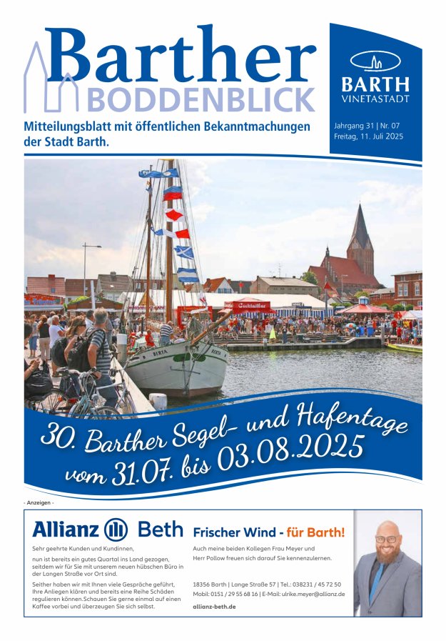Barther Boddenblick Titelblatt 07/2025