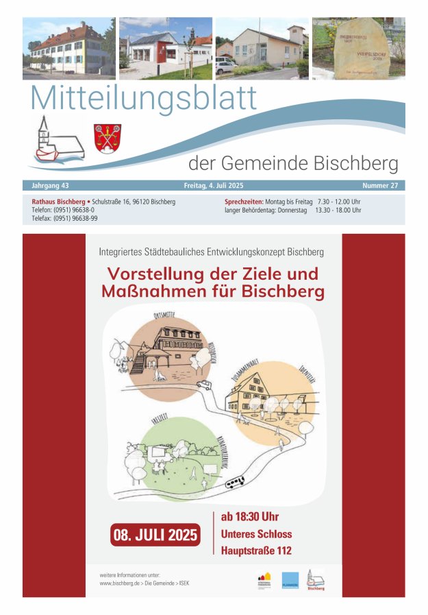 Mitteilungsblatt der Gemeinde Bischberg Titelblatt 27/2025