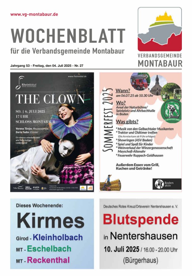Wochenblatt der Verbandsgemeinde Montabaur Titelblatt 27/2025