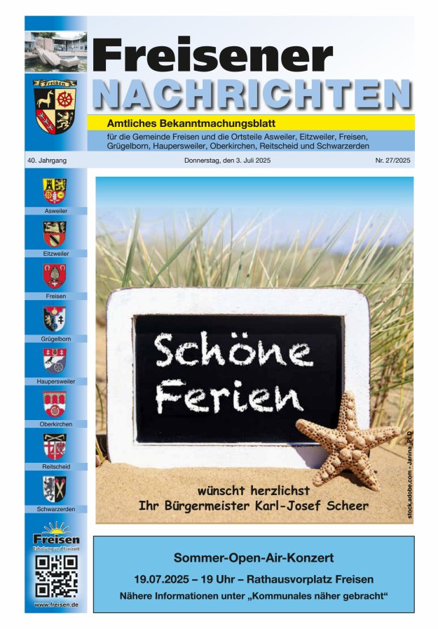 Freisener Nachrichten Titelblatt 27/2025