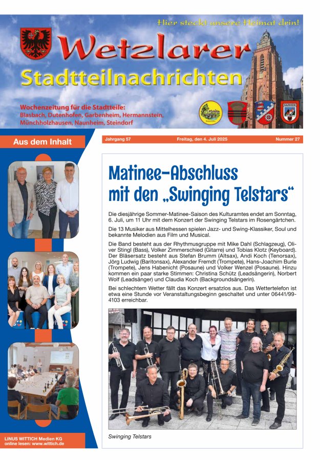 Wetzlarer Stadtteilnachrichten Titelblatt 27/2025