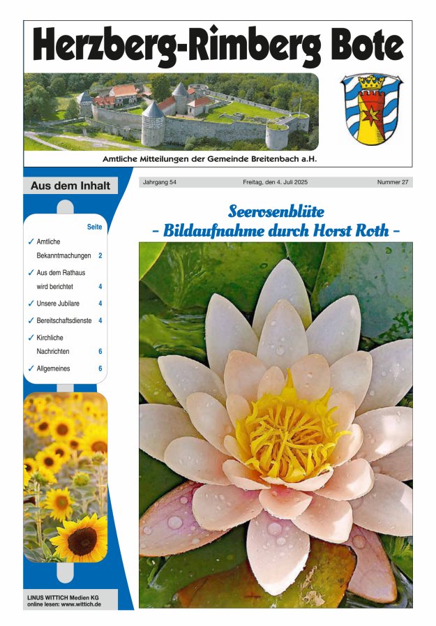 Herzberg-Rimberg Bote Titelblatt 27/2025