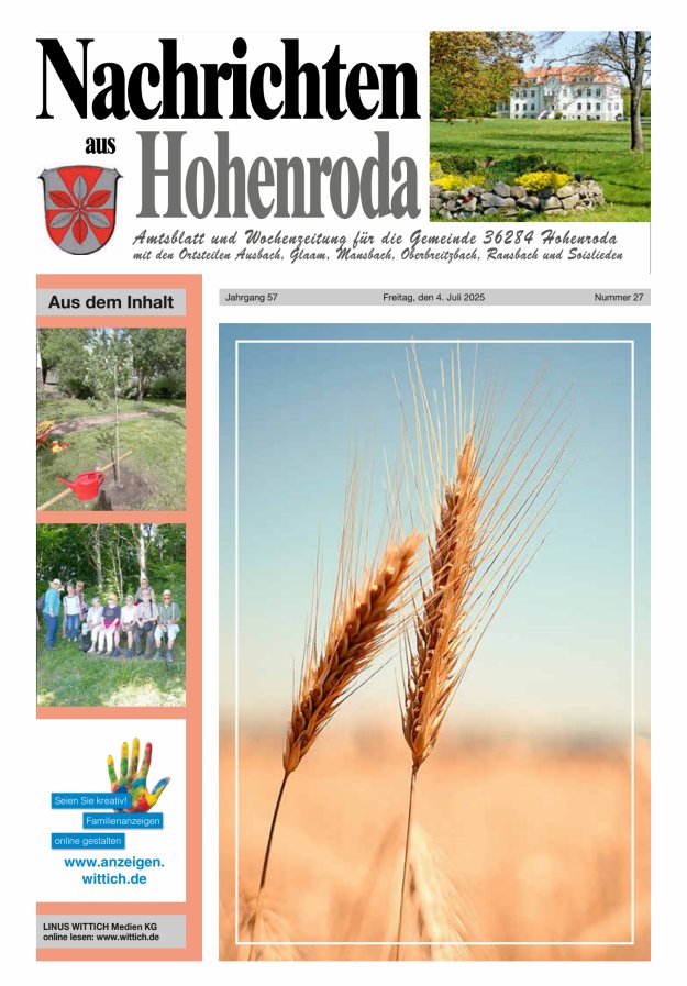 Nachrichten aus Hohenroda Titelblatt 27/2025