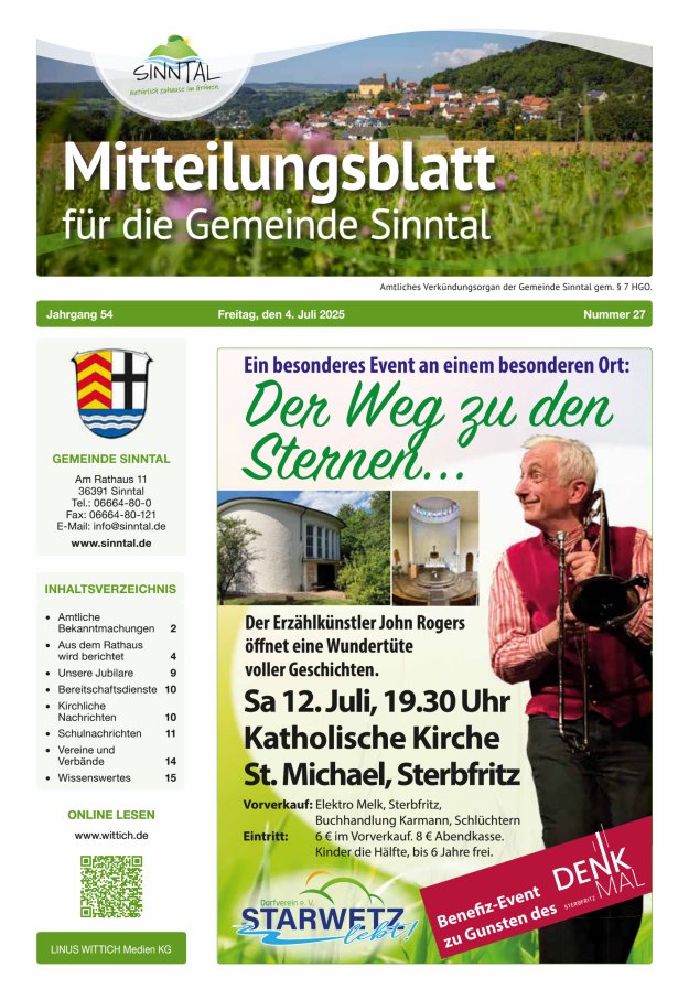 Mitteilungsblatt für die Gemeinde Sinntal Titelblatt 27/2025