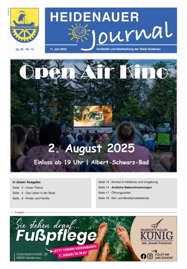 Heidenauer Journal - Amtsblatt und Stadtzeitung der Stadt Heidenau Titelblatt 14/2025