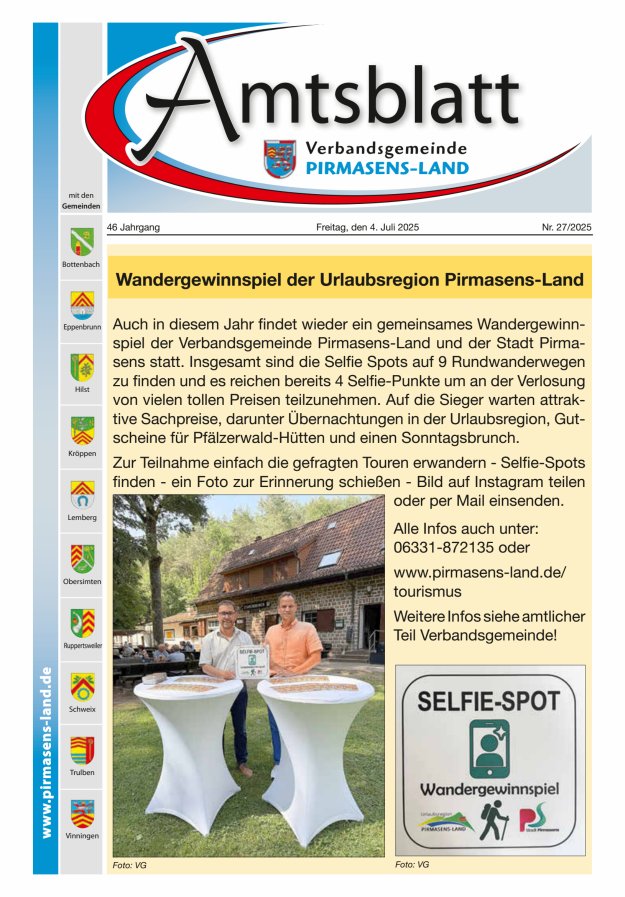 Amtsblatt VG Pirmasens-Land Titelblatt 27/2025