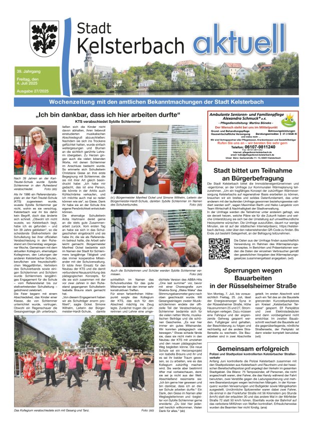 Kelsterbach aktuell Titelblatt 27/2025