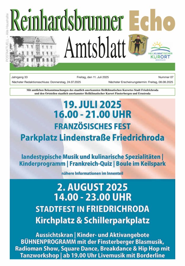 Reinhardsbrunner Echo Titelblatt 07/2025