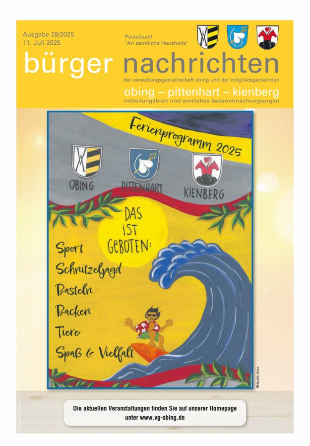 Bürger Nachrichten Obing Pittenhart Kienberg Titelblatt 28/2025