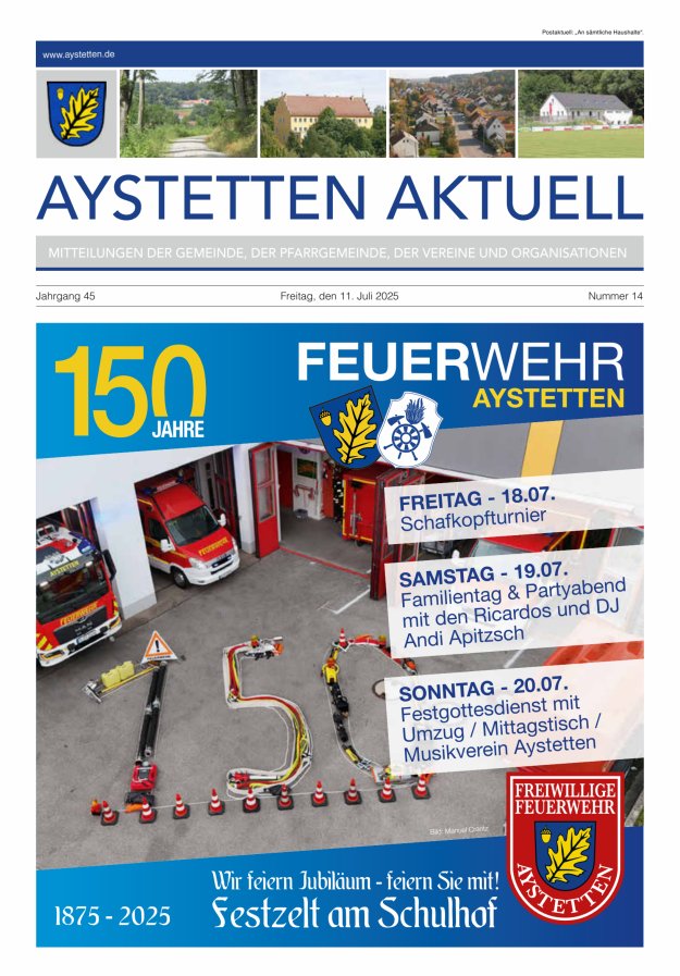 Aystetten Aktuell Wir über uns Titelblatt 14/2025