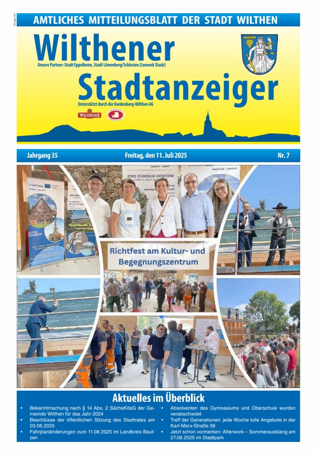 Wilthener Stadtanzeiger - Amtliches Mitteilungsblatt der Stadt Wilthen Titelblatt 07/2025