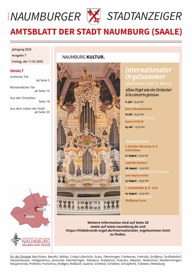 Amtsblatt der Stadt Naumburg (Saale) Titelblatt 07/2025